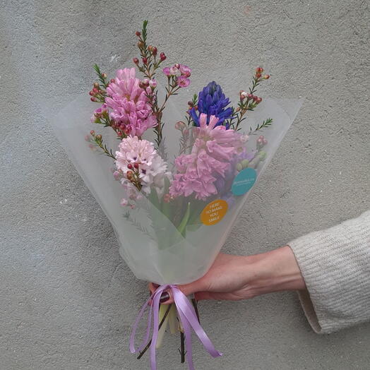 Hyacinths and Chamelacium Fragrant Bouquet