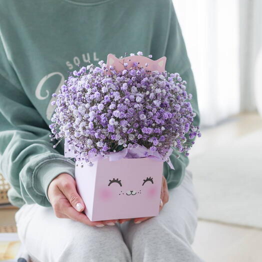 Котик из сиреневой гипсофилы