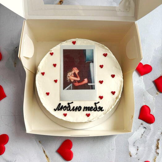 Бенто торт Люблю тебя, с вашим фото, в подарок мужчине, на 23 февраля