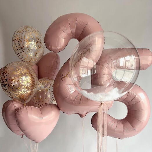 Шары с цифрами 25 и bubble шаром с доставкой в Калининграде 🎈