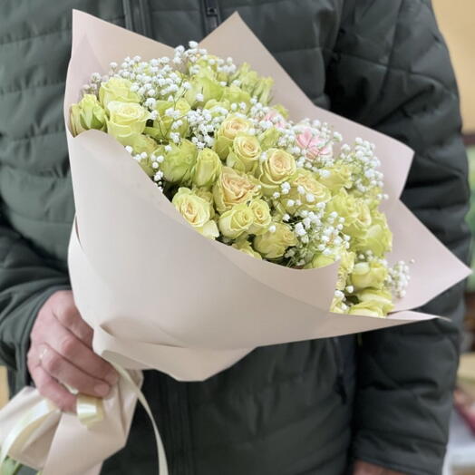 Кустовые розы/Гипсофила