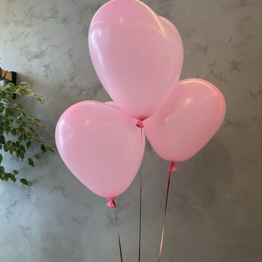 Шары 3 сердца розовые