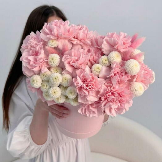 Диантус, хризантема Ньютон/ Цветы в коробке.🎀🎀🎀