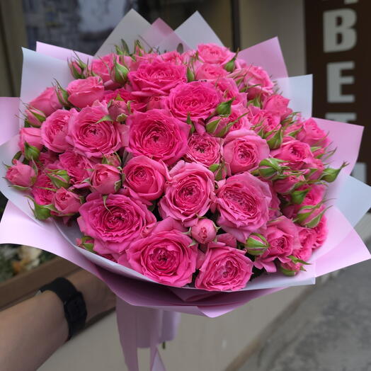 Розовые пионовидные кустовые