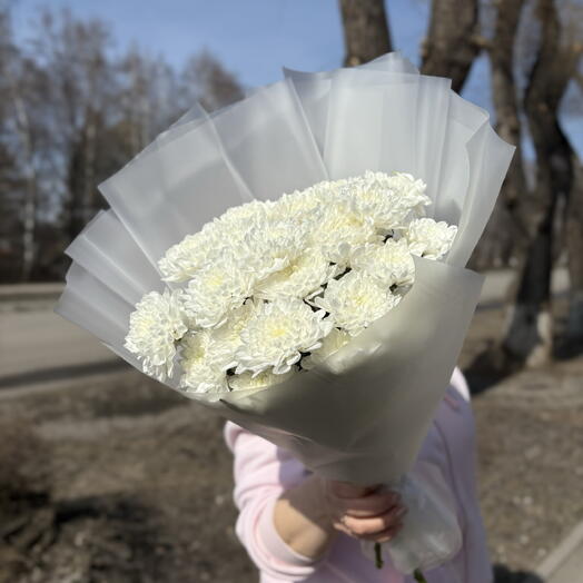 5 беленьких хризантем