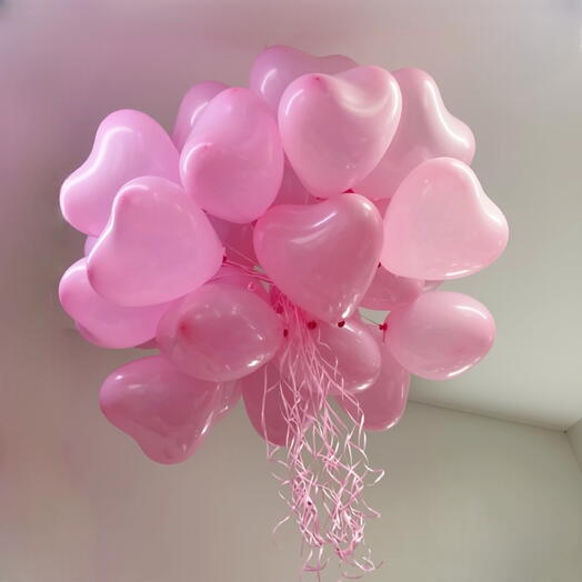 Облако. Набор шаров с гелием 30 шт латексные сердца розовые, под потолок