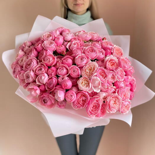 Премиум💎🌸Большой букет кустовых пионовидных роз Сильва Пинк💗🌸