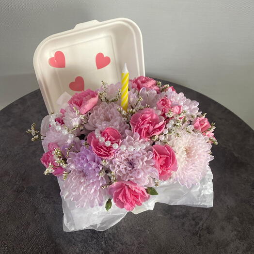 Бенто-композиция с розовыми диантусами 🌸