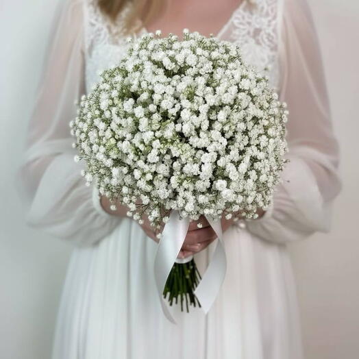Букет невесты 👰‍♀️ из гипсофилы. Бутоньерка в подарок