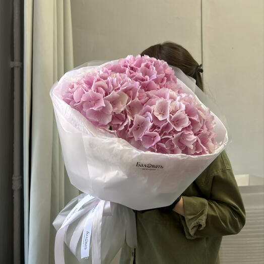 Pink Mood | Букет из 3 голландских розовых гортензий
