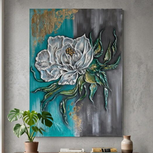 Объёмная картина "Цветок и Паталь" 50×70