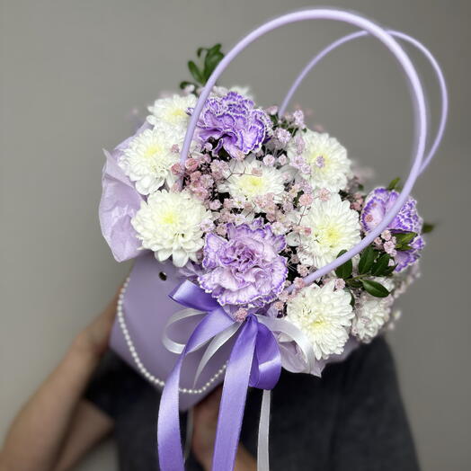 Лавандовый шик💜(хризантема,диантус,гипсофила)