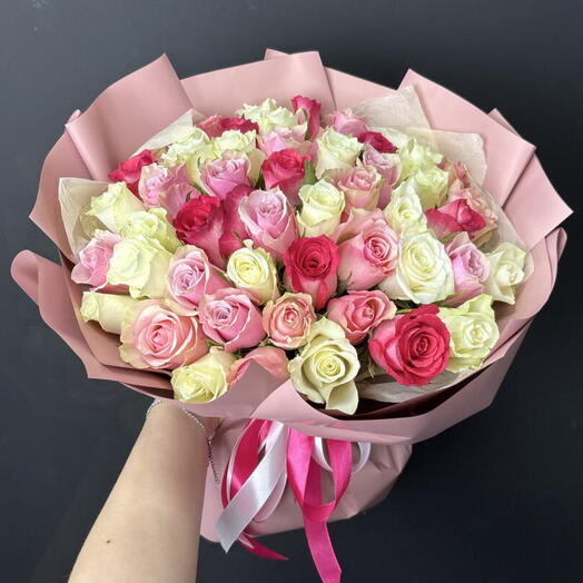 51 Роза Кения нежный микс