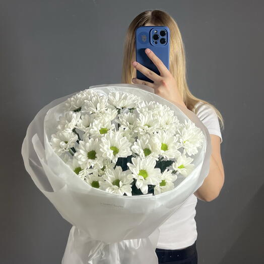 Моно букет из ромашковых хризантем