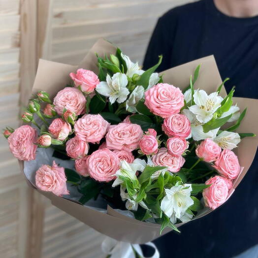🥰WOW ДУО из кустовых роз и нежной альстромерии