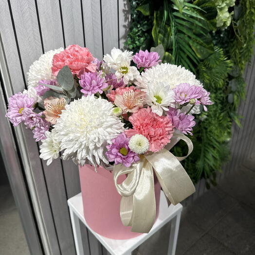 Композиция с хризантемой и диантусами 16009💞