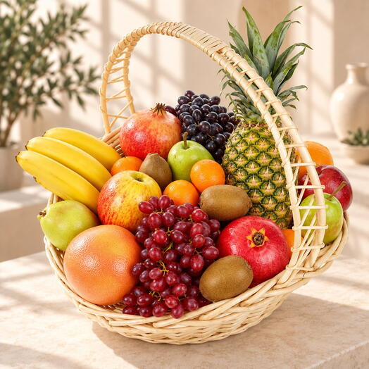 Fruit basket "Round-the-world trip" / weight: 11 kg / size: 46*38*75 / fresh fruit / gift set / gift box