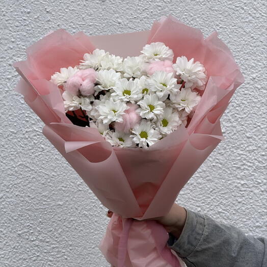 «Воздушный букет в розово-белых тонах🌸☁️
