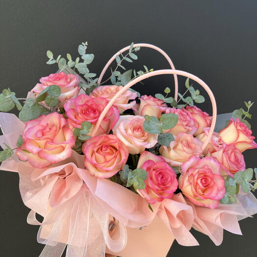 Композиция Розовая Роза в сумочке 💕