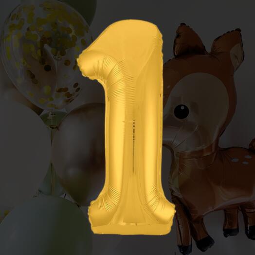 Шар цифра "1" золото