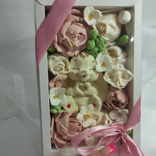 Caja de malvaviscos Premium y figuritas de chocolate belga