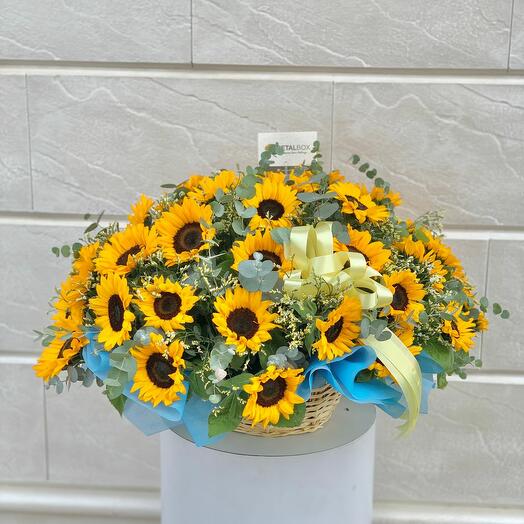 Sunshine Sunflower Basket Arrangement