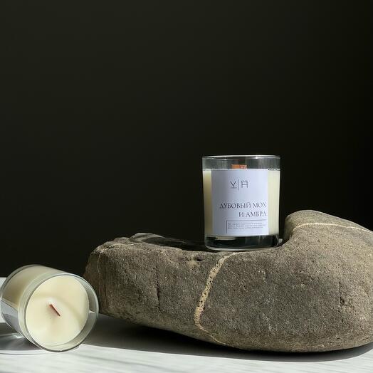 Vela perfumada para regalo" musgo de Roble y ámbar " vela