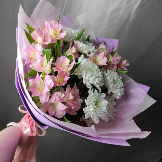 Crisantemos con alstroemeria