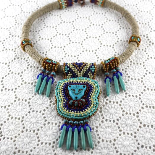 Collar: leopardo Azul. Collar de estilo étnico
