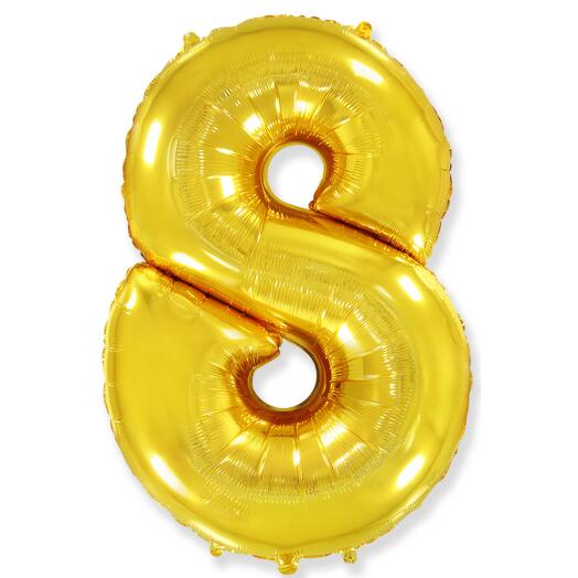Balloon, Number 8, Gold, 102 cm