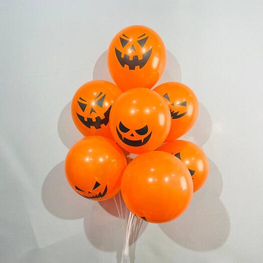 Оранжевые шарики зловещие тыквы на хэллоуин Halloween 7 шт