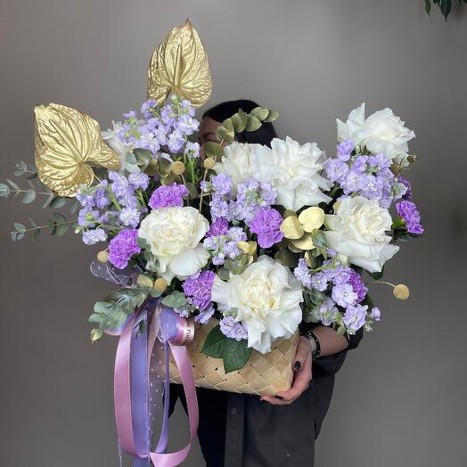 Basket with fragrant roses