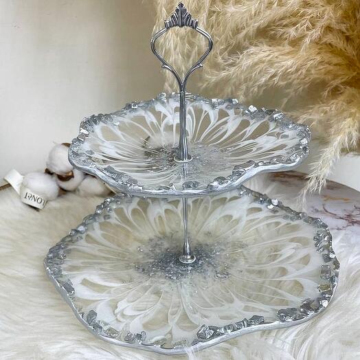 Фруктовница этажерка 2 яруса "SILVER"