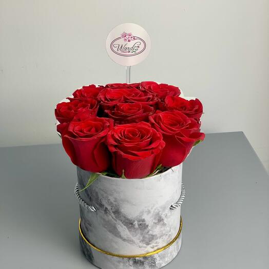 Grey Marble Box (Red Roses)