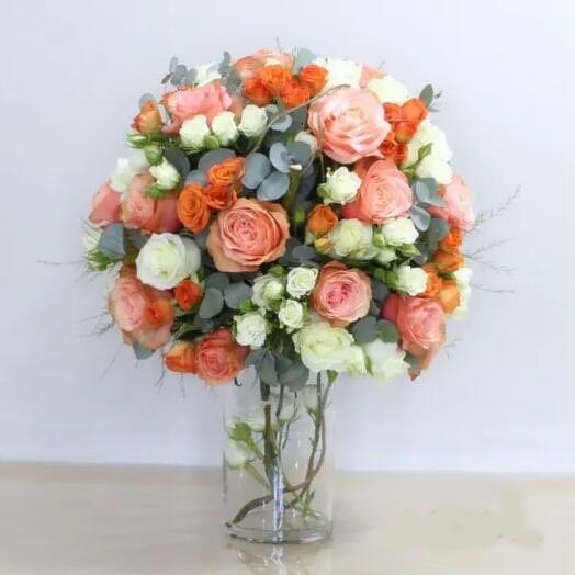 Mixed Roses In Vase