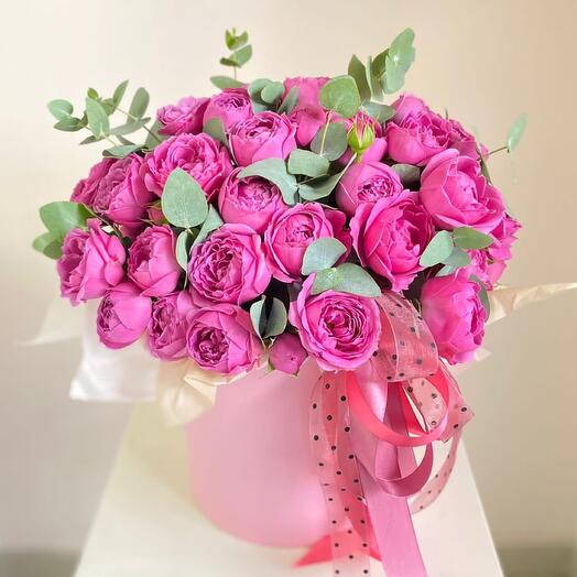 Премиум💎💗🌸композиция пионовид.кустовых роз и веточек эвкалипта🌿