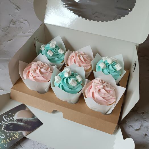 Juego de cupcakes de 6 piezas de vainilla y fresa