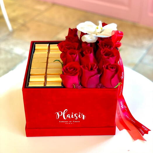 Choco Red Roses and Chocolate Box