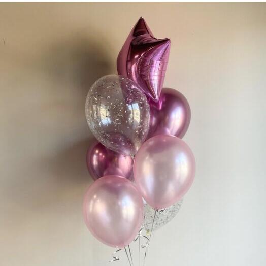 Воздушные шары с гелием розовый закат 7 шт