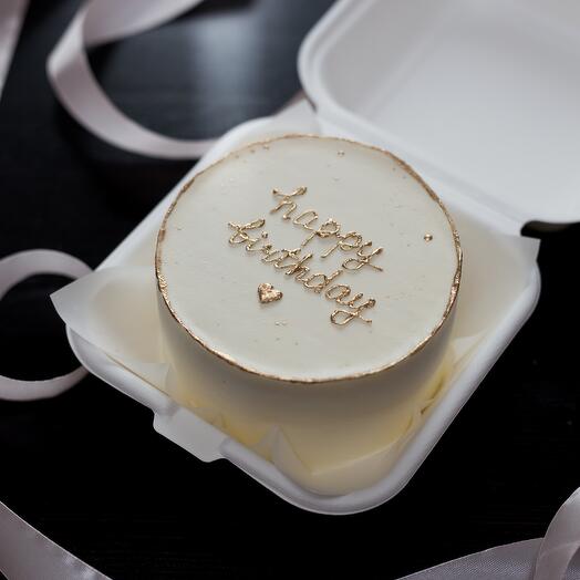 Бенто-торт "Happy birthday" золотая надпись