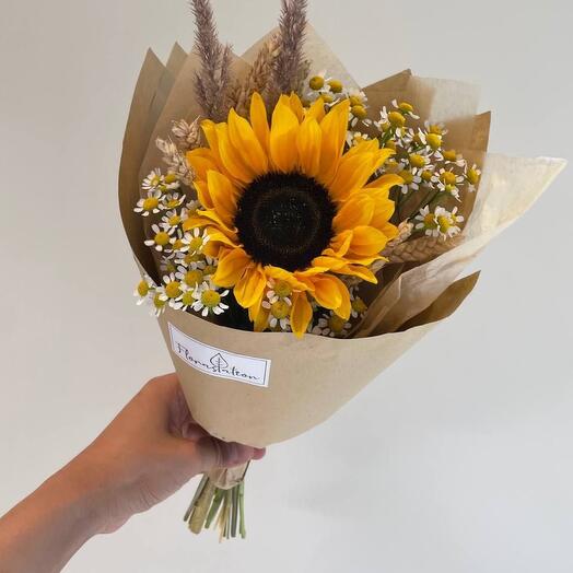 Мини-букет с подсолнухом Солнышко