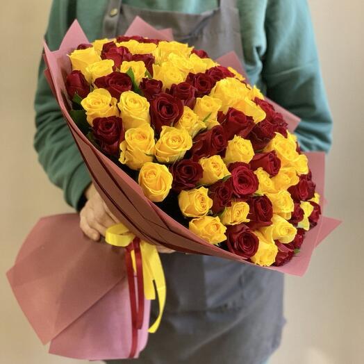 101 роза Красно - Жёлтая
