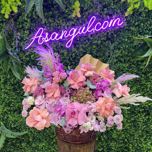 Basket with assorted flowers