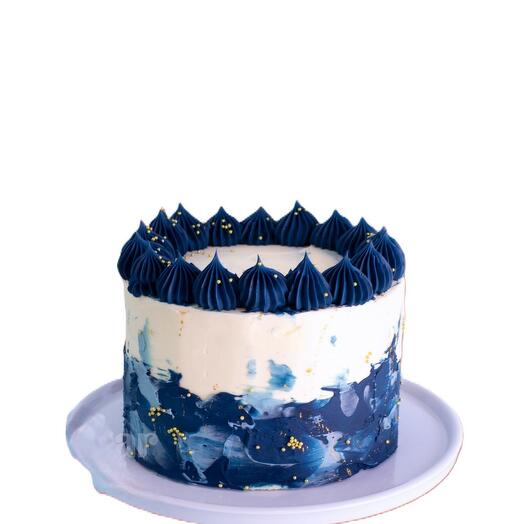 White and blue theme cake