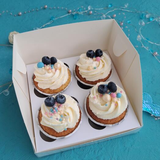4 cupcakes de arándanos