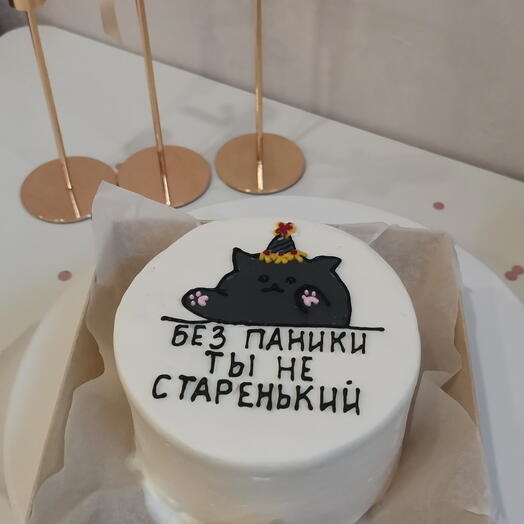 Бенто-торт из серии "Без паники - ты не старенький" (кот в колпаке)