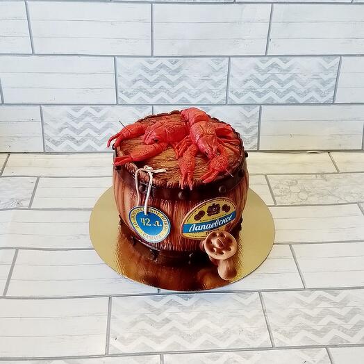 3D-торт Бочка пива с раками, 2 кг