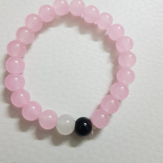 Pink with black n white beads bracelet
