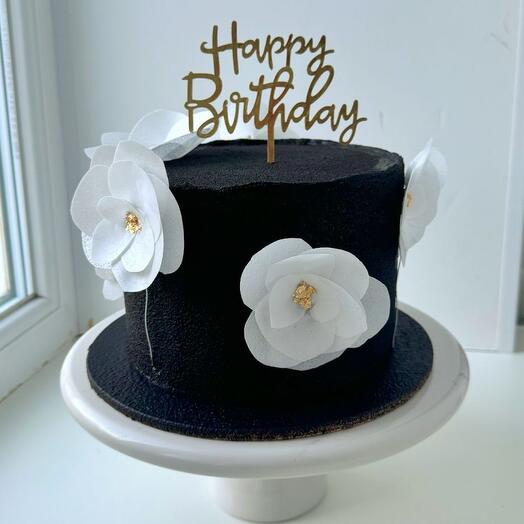 Торт «Happy birthday торт с цветами, велюр