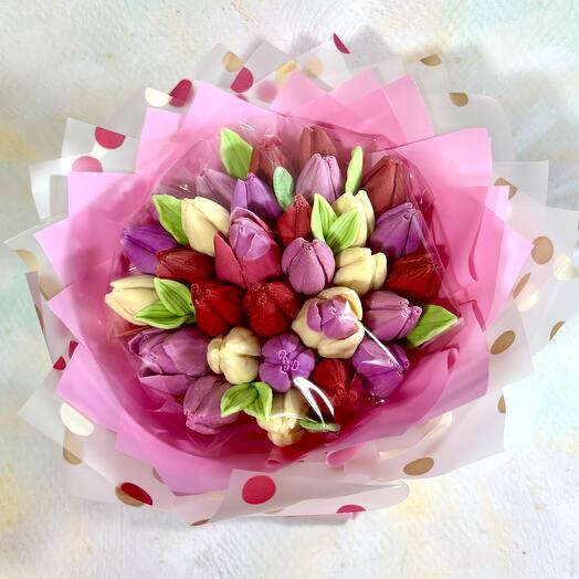 Букет тюльпанов из белого премиального шоколада